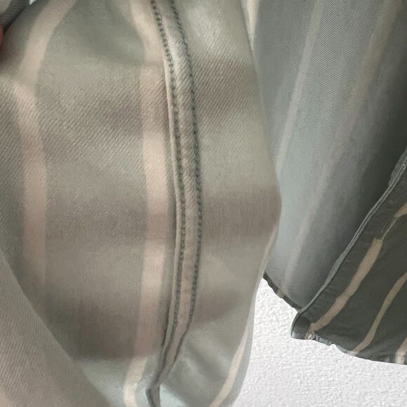 Sezane Octobre Editions Shirt Size M Natural Stripe Sage and Cream - Picture 5 of 7